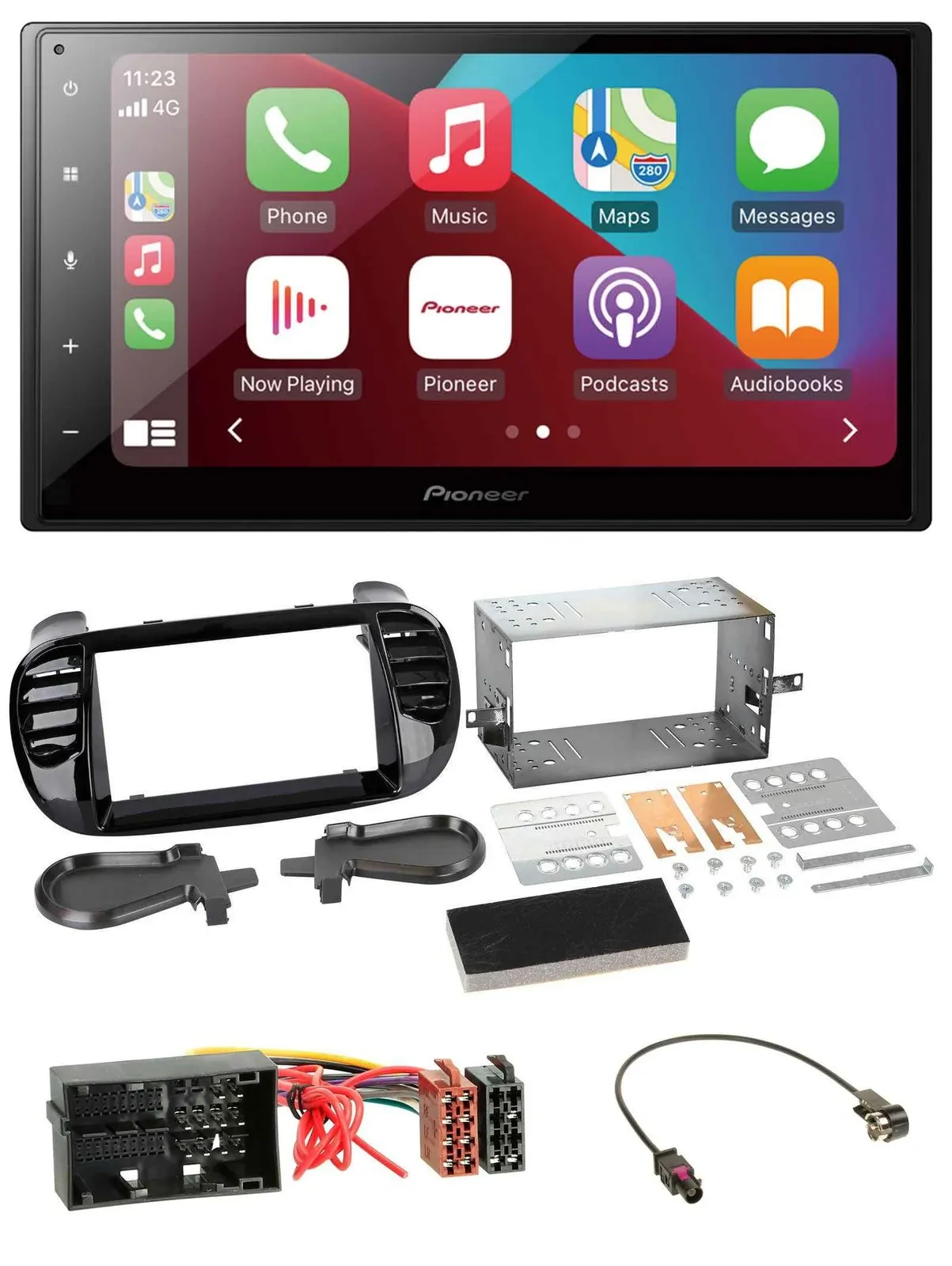 Pioneer USB MP3 DAB 2DIN Bluetooth Autoradio für Fiat 500 (ab 12) schwarz