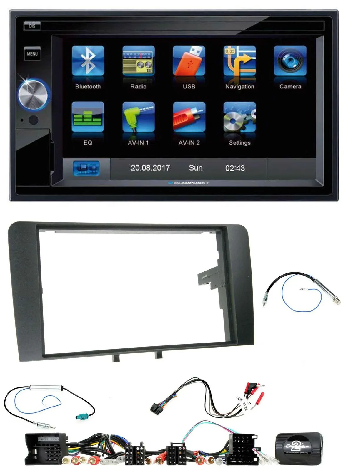 Blaupunkt SD USB TMC Bluetooth 2DIN Lenkrad Navigation für Audi A3 8P 2003-2012