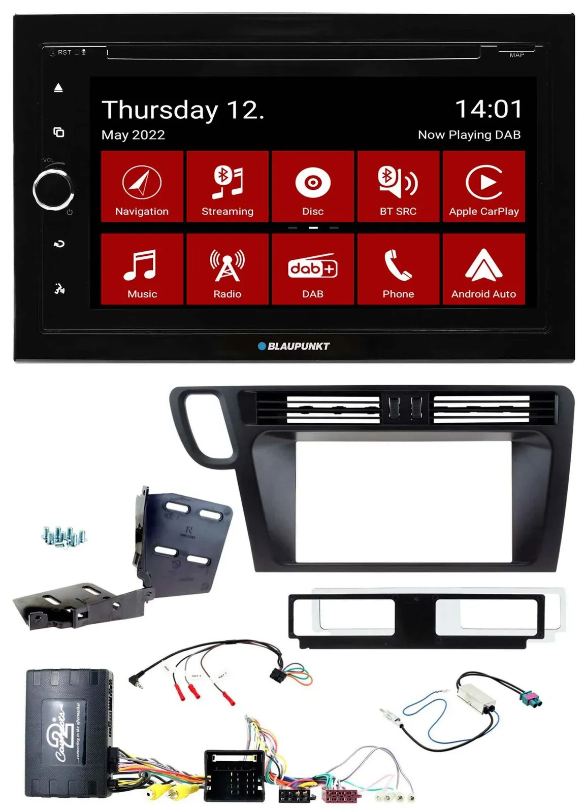 Blaupunkt 2DIN Lenkrad Bluetooth USB TMC DAB Navigation für Audi Q5 8R 08-17 Inf