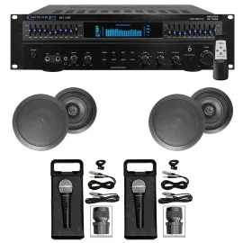 1500 Watt Home Karaoke Machine System+(4) 6.5" Black Ceiling Speakers