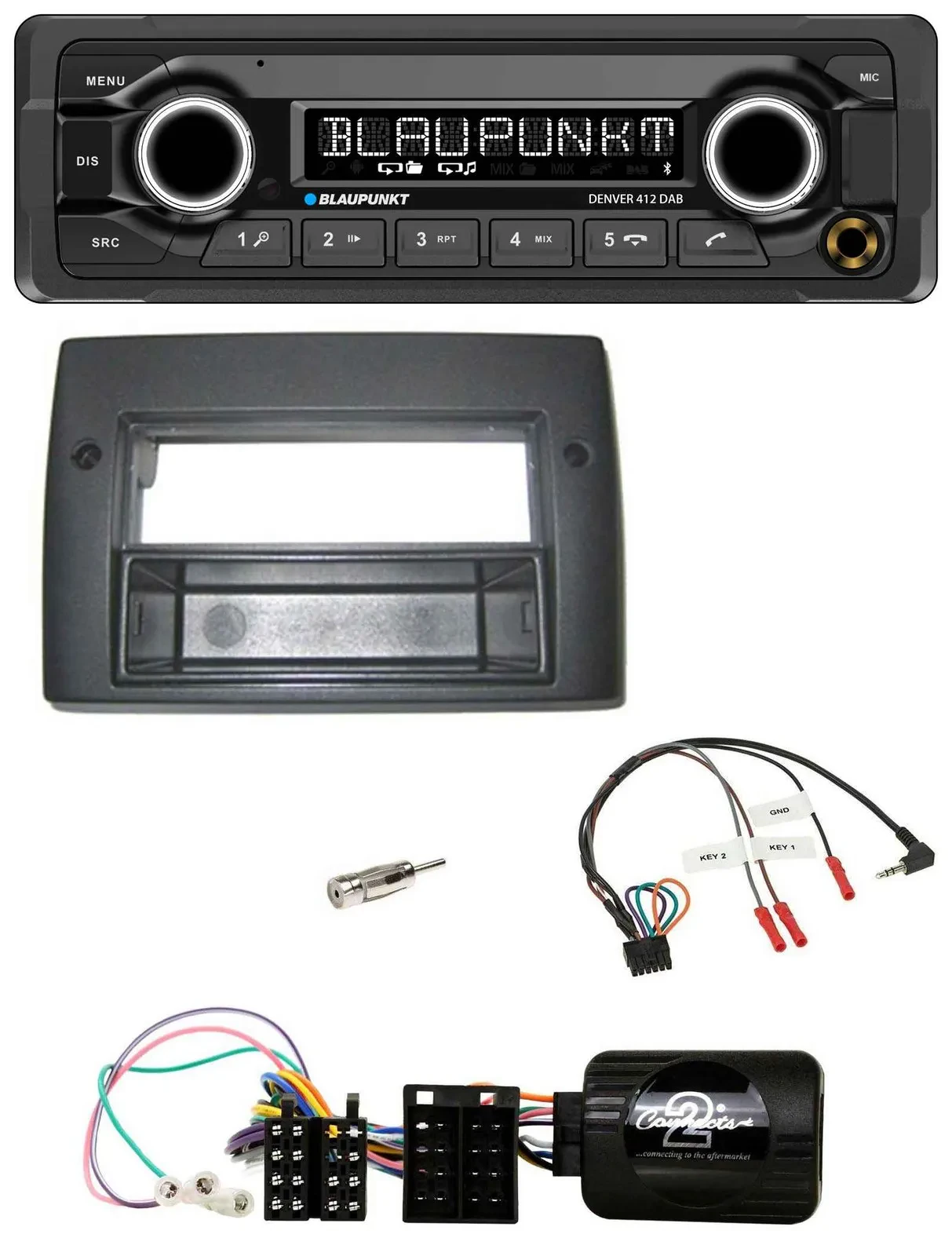 Blaupunkt Bluetooth DAB Lenkrad USB Autoradio für Fiat Stilo 2001-2007 Profi Abl
