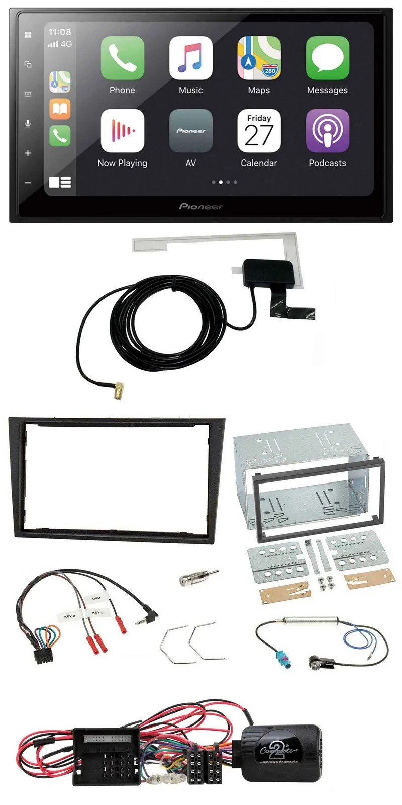 Pioneer USB Lenkrad 2DIN Bluetooth DAB Autoradio für Opel Corsa D stealth schwar