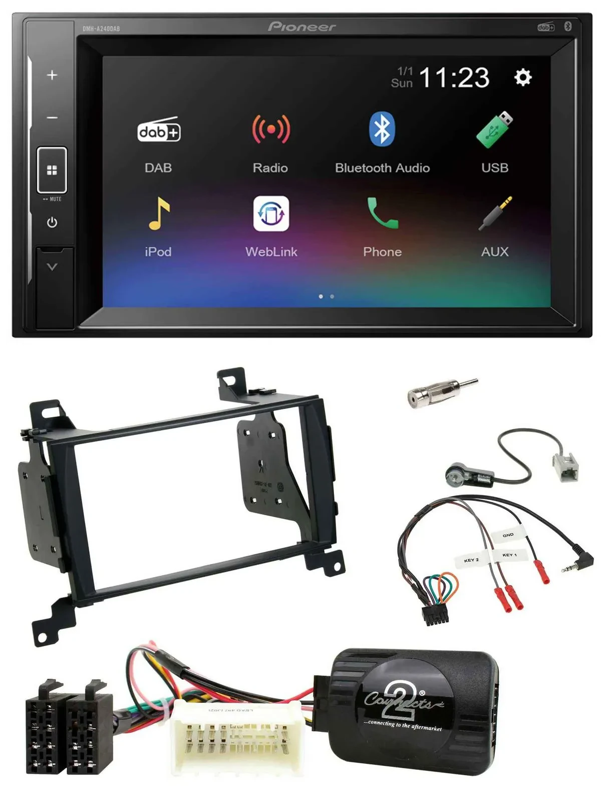 Pioneer DAB Lenkrad 2DIN Bluetooth USB Autoradio für Hyundai Santa Fe 07-12