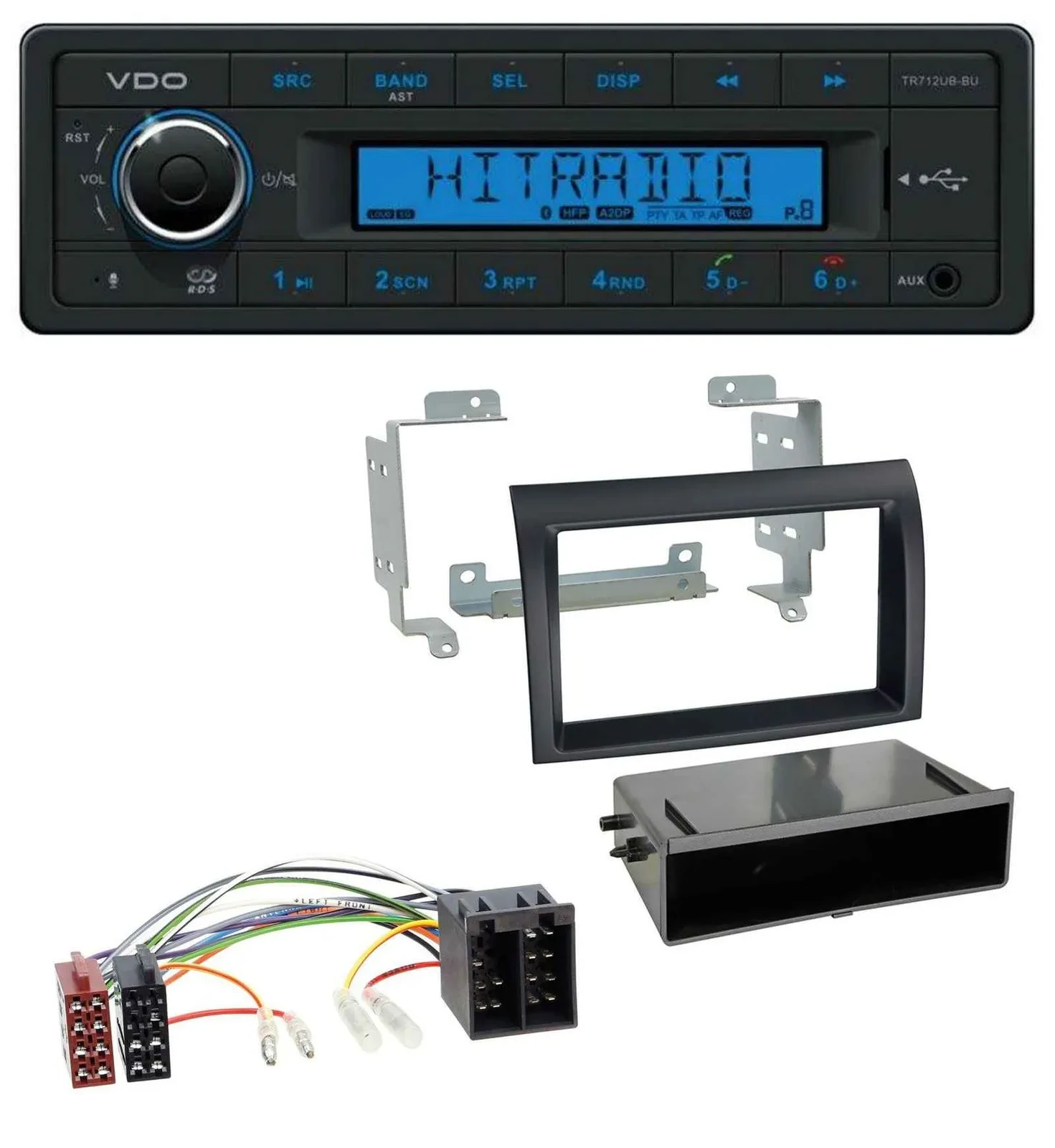 Автомагнитола VDO Bluetooth, USB, AUX, MP3 для Citroen Jumper/Fiat Ducato (2006–2011) черная