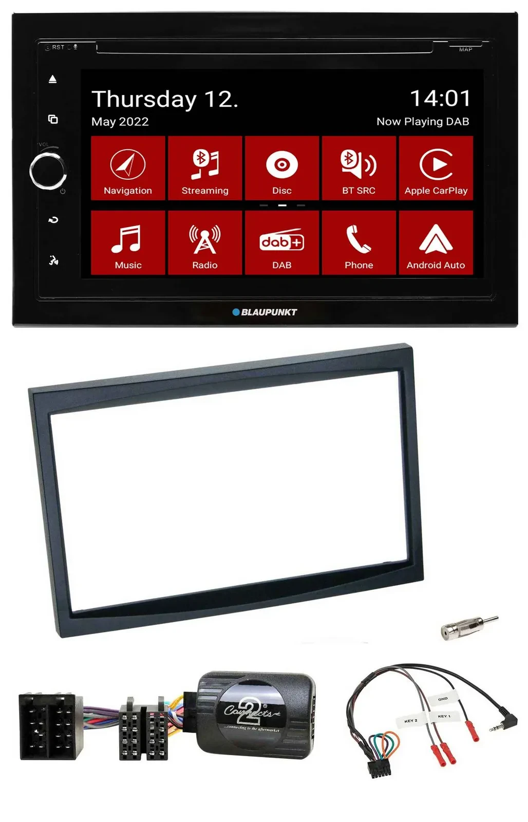 Blaupunkt 2DIN Lenkrad Bluetooth USB TMC DAB Navigation für Citroen C3 C2 Berlin