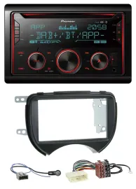 Pioneer 2DIN DAB MP3 Bluetooth USB CD Autoradio für Nissan Micra 10-13 schwarz