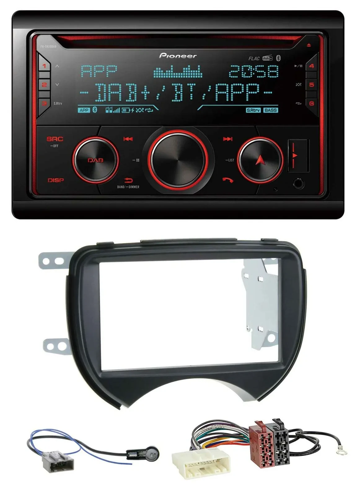 Pioneer 2DIN DAB MP3 Bluetooth USB CD Autoradio für Nissan Micra 10-13 schwarz