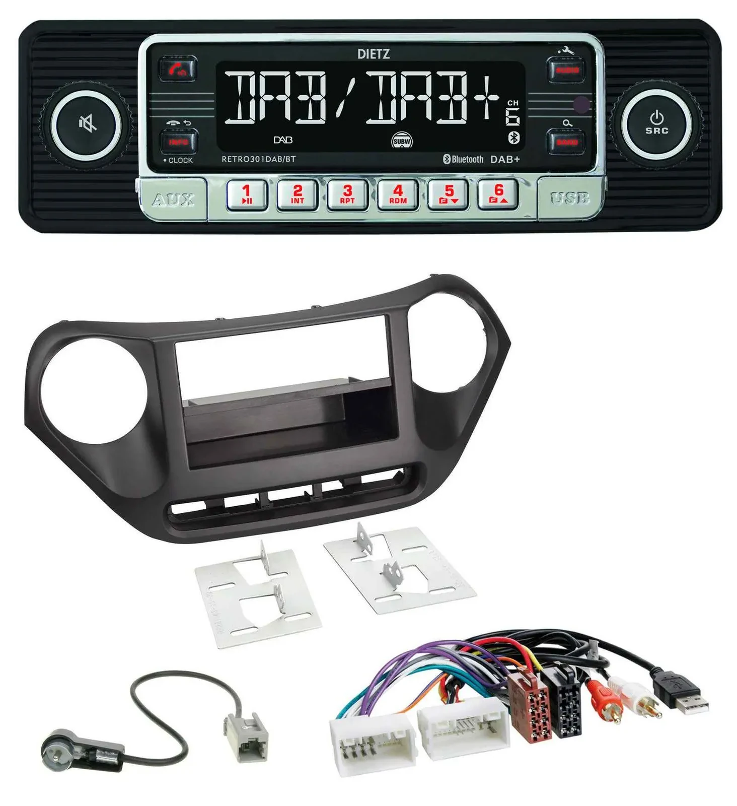 Автомагнитола для Hyundai i10 (с 2013) Dietz DAB, Bluetooth, USB, AUX