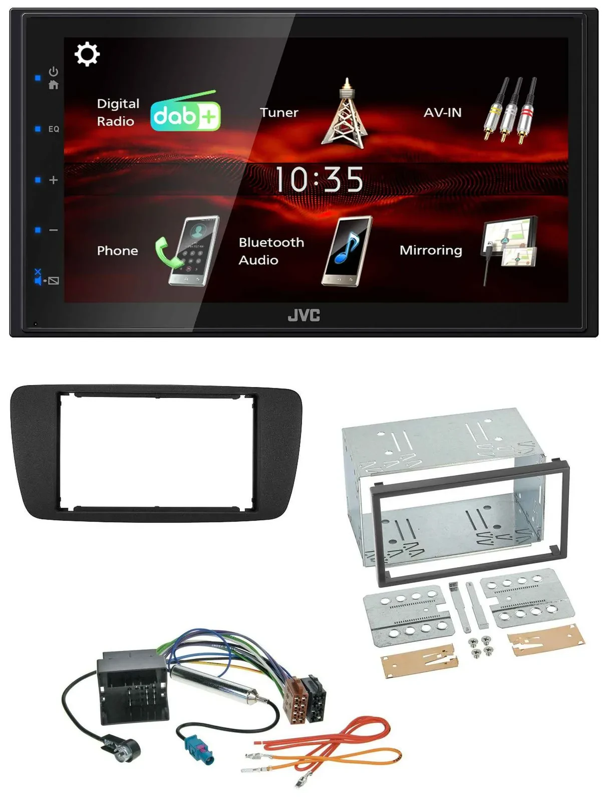 Автомагнитола JVC 2DIN USB Bluetooth MP3 DAB для Seat Ibiza (с 2008) черная