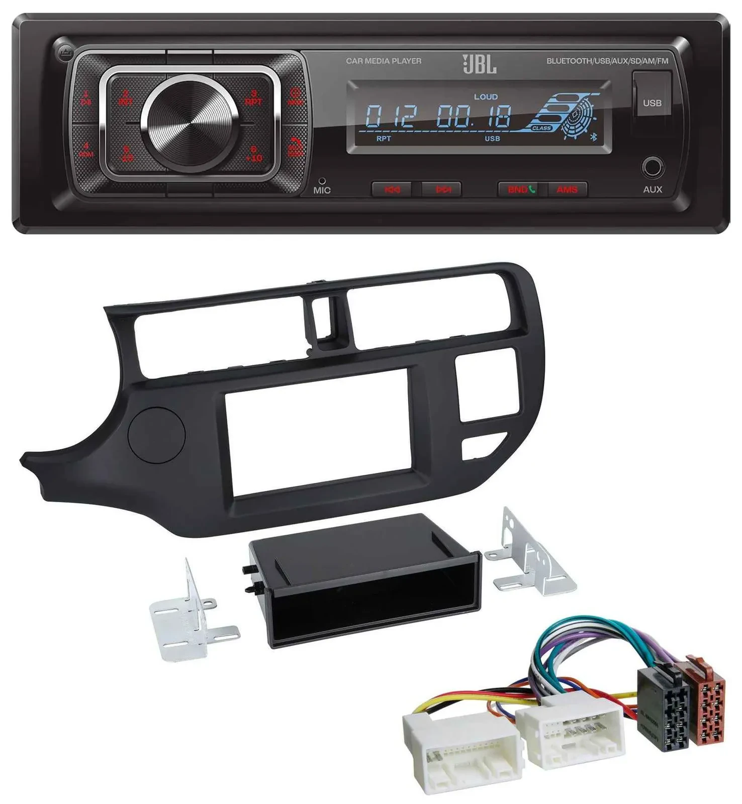 Автомагнитола для Kia Rio (UB 2011-2014) JBL Bluetooth, USB, SD, AUX, MP3 черная