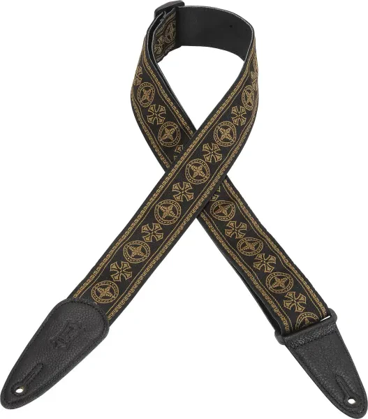 Levy's MGHJ2-001 Jacquard Weave Guitar Strap - Black & Gold