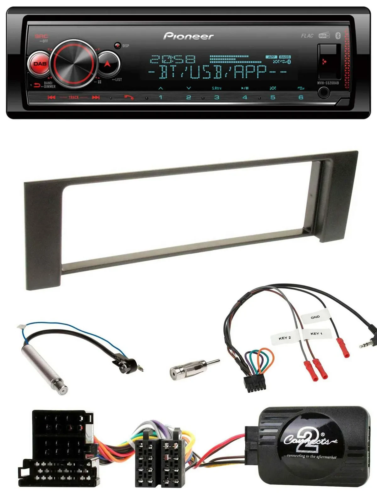 Pioneer Bluetooth USB Lenkrad DAB Autoradio für Audi A4 2000-2004 ISO