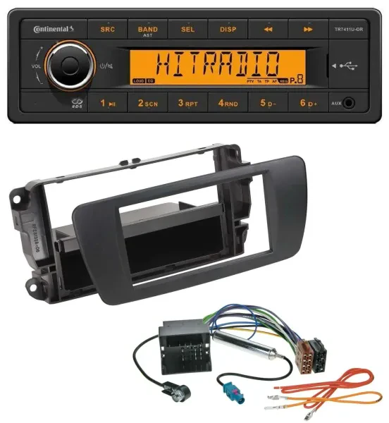 Continental 1DIN USB AUX MP3 Autoradio für Seat Ibiza 6J ab 08 nitschwarz AN1