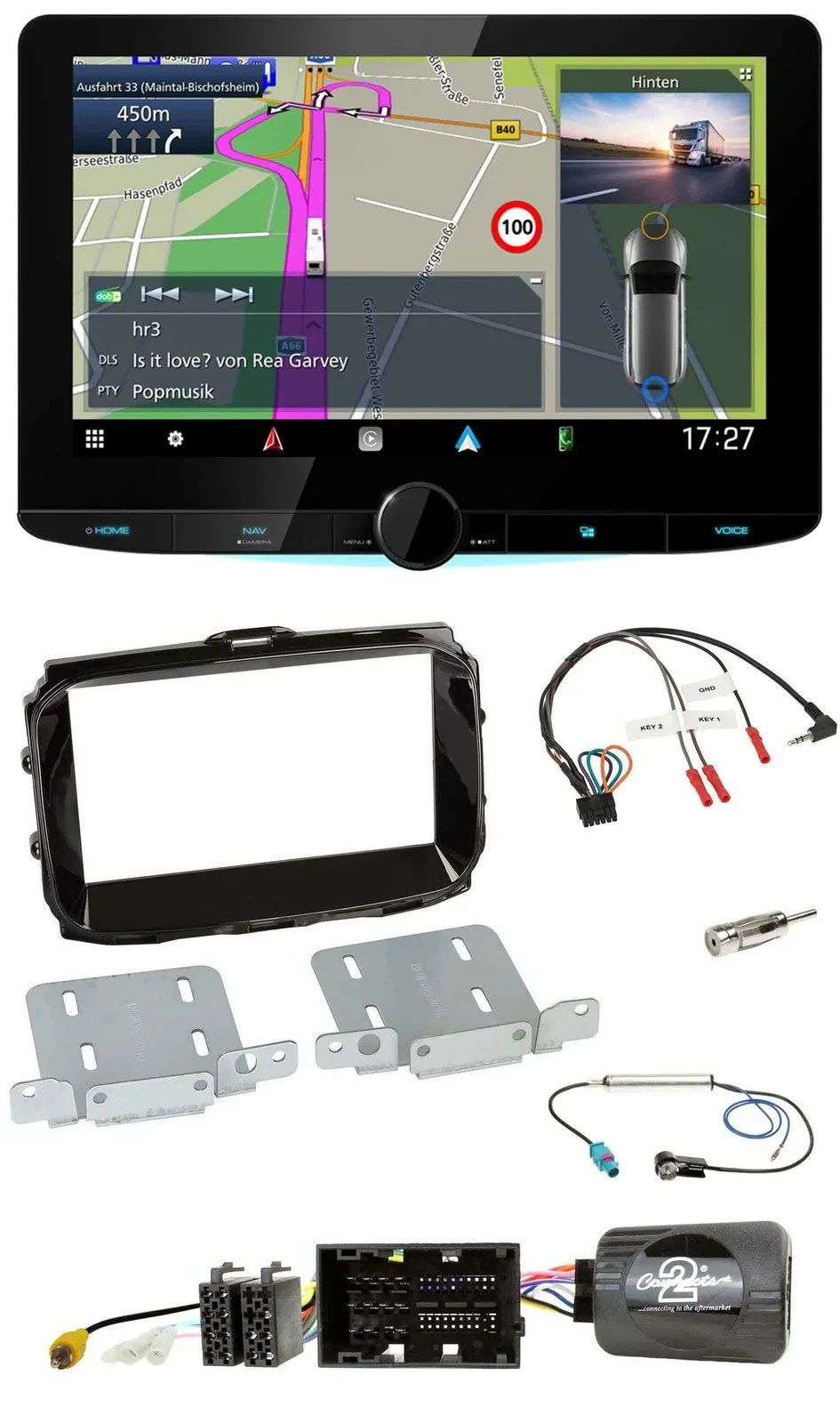 Kenwood Bluetooth DAB TMC 2DIN Lenkrad USB Navigation für Alfa Giulietta 2014-20