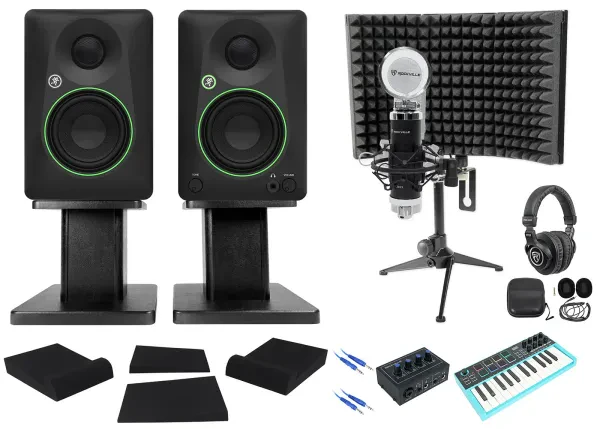 Mackie CR3.5BT Studio Monitors Recording Kit+Interface+Controller+Mic+Headphones