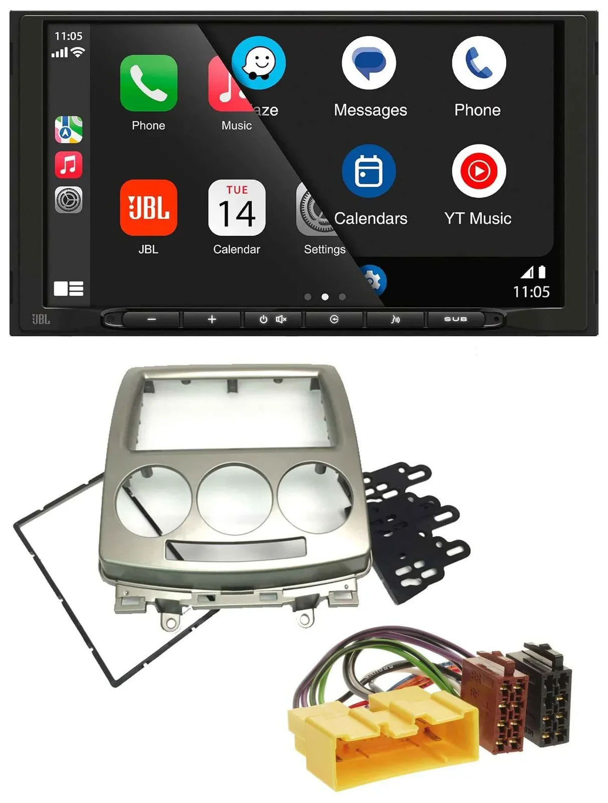 JBL USB 2DIN MP3 Bluetooth AUX Autoradio für Mazda 5 (CR, 2005-2010)