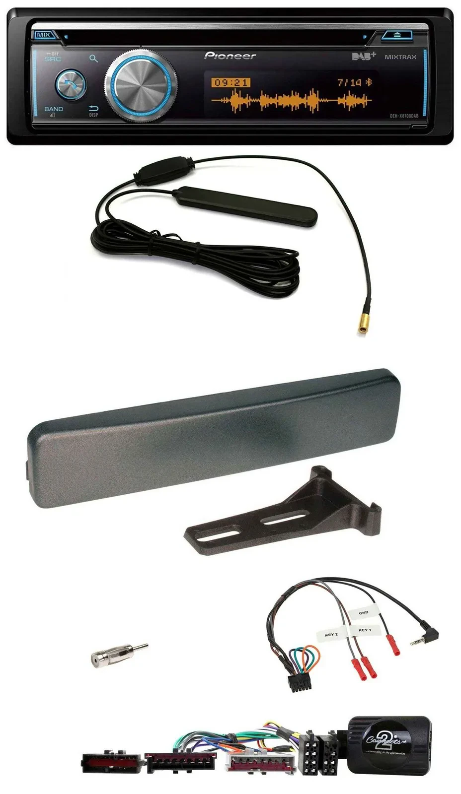 Pioneer CD USB Bluetooth DAB Lenkrad Autoradio für Ford Mondeo Focus anthrazit