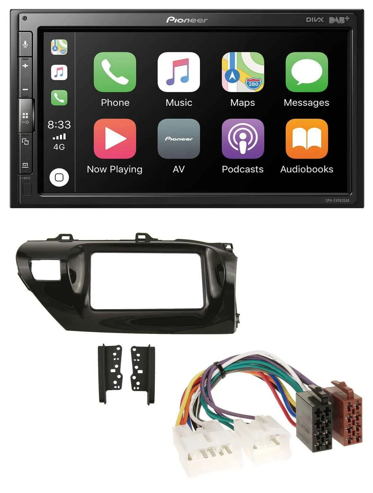 Автомагнитола для Toyota Hilux (2015–2020) Pioneer 2DIN, DAB, Bluetooth, USB, MP3