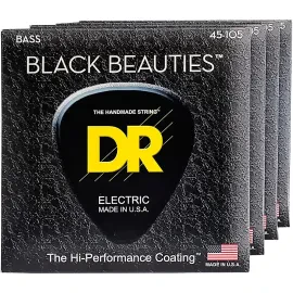 DR Strings BKB-45 Black Beauties Medium 4-String Bass Strings 4 Pack