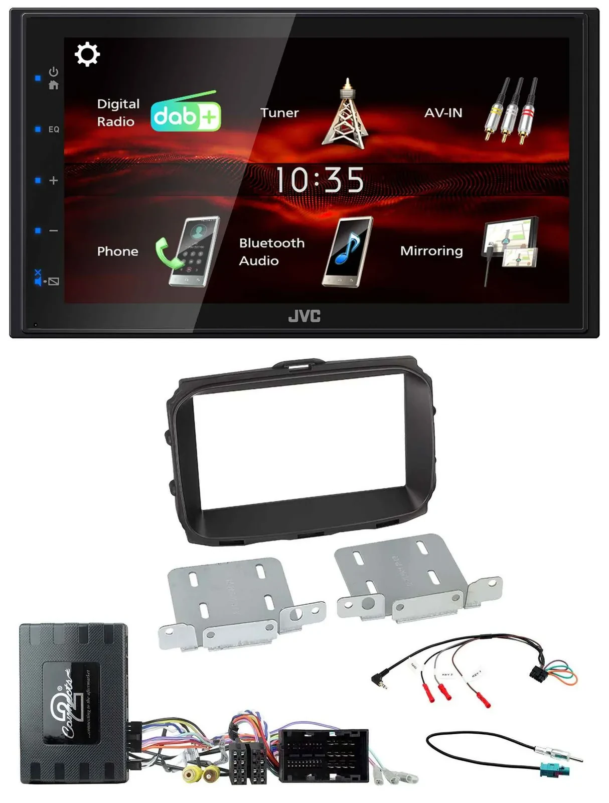 JVC USB Bluetooth Lenkrad DAB 2DIN Autoradio für Alfa Giulietta Infoadapter 940