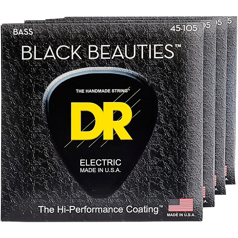 DR Strings BKB-45 Black Beauties Medium 4-String Bass Strings 4 Pack