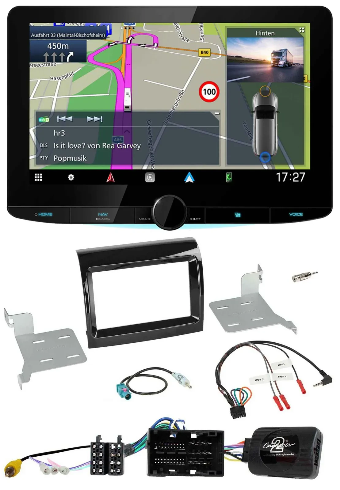 Kenwood Bluetooth DAB TMC 2DIN Lenkrad USB Navigation für Citroen Fiat Peugeot 2