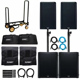 QSC K12.2 12" Powered Speakers Pair w KS118 3600 Watt 18" Subwoofers