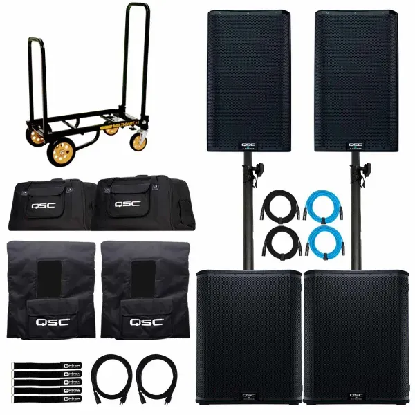 QSC K12.2 12" Powered Speakers Pair w KS118 3600 Watt 18" Subwoofers