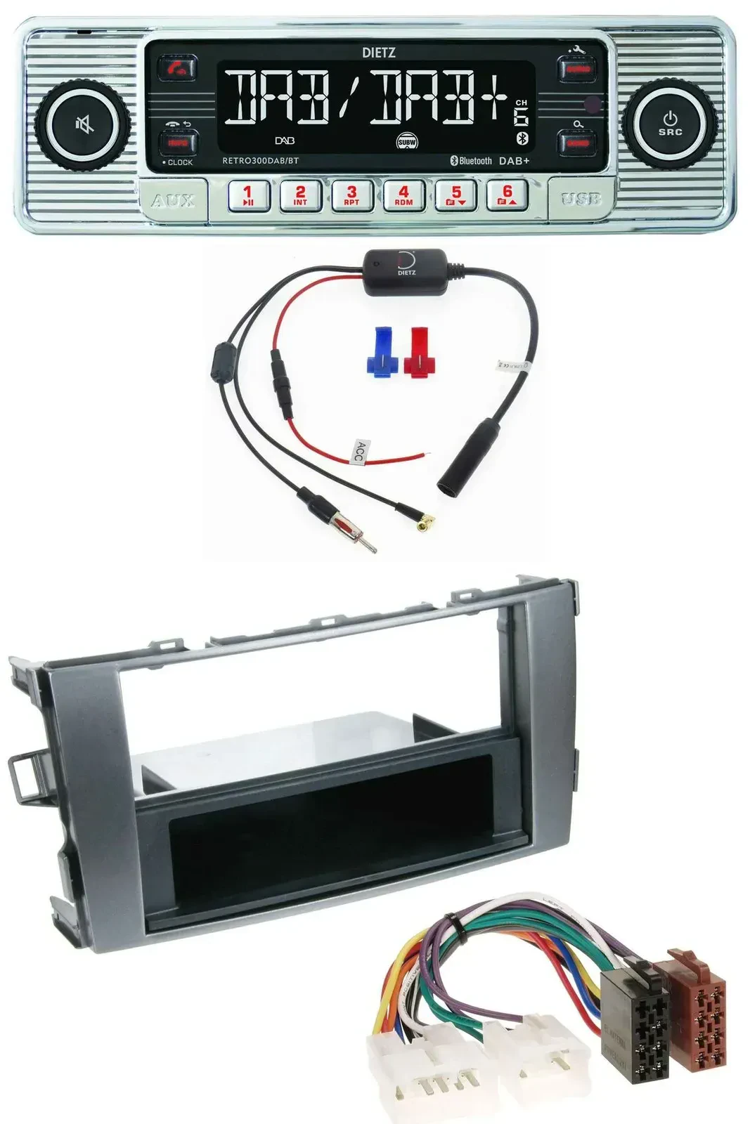 Dietz DAB USB MP3 Bluetooth Autoradio für Toyota Auris 07-12 anthrazit-grau