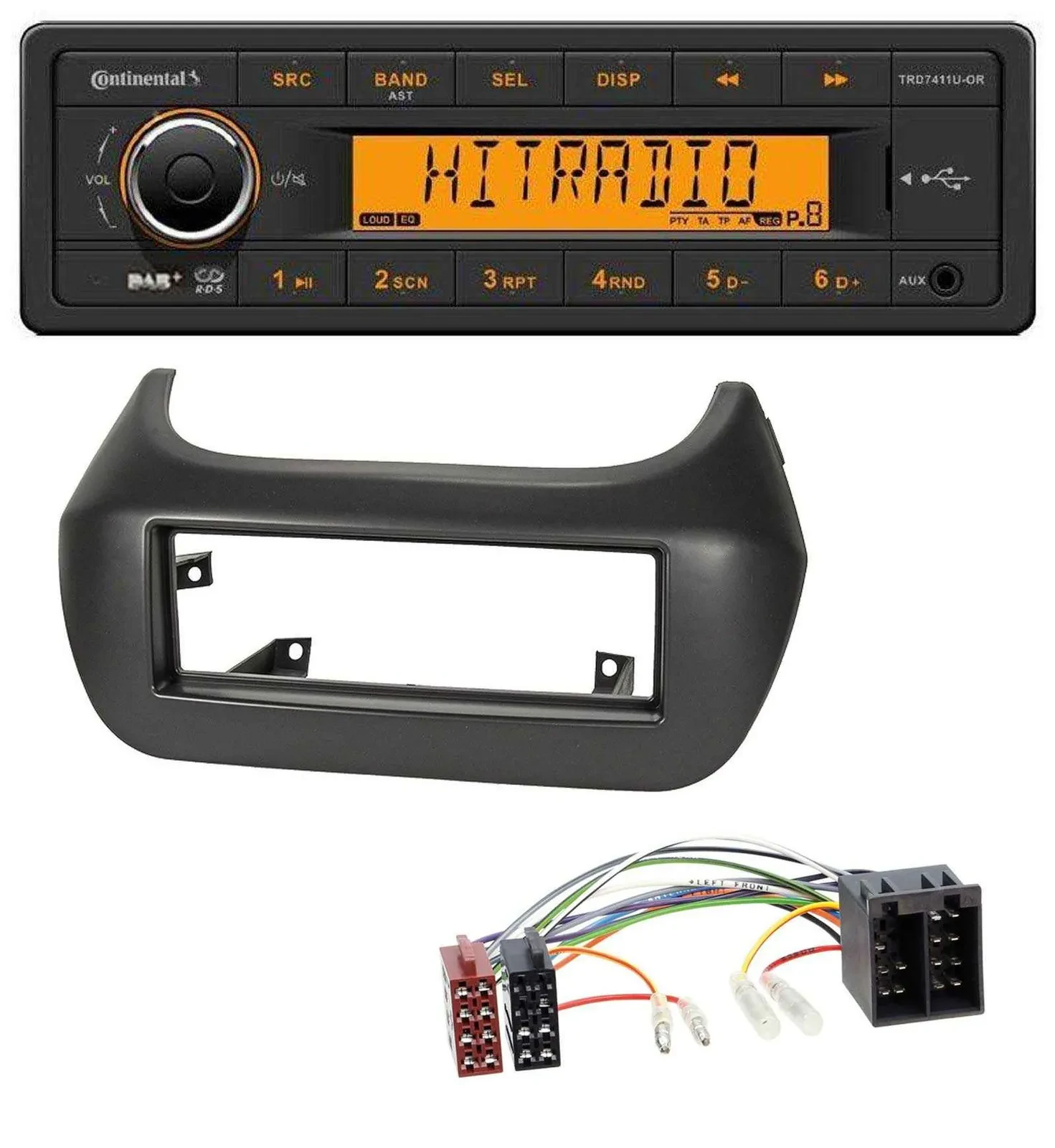 Continental 1DIN DAB MP3 AUX USB Autoradio für Fiat Fiorino Qubo Citroen Nemo Pe