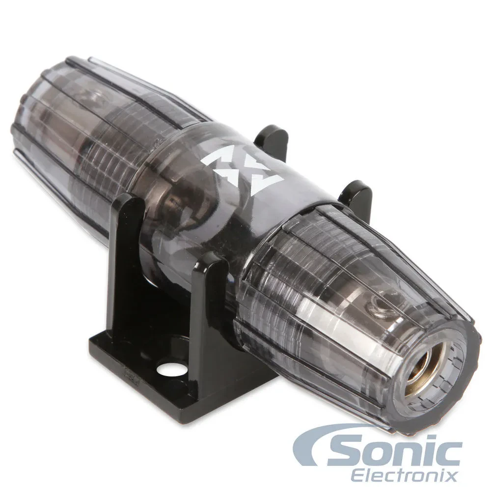 NVX XAGU48 4/8 AWG Gauge Satin Chrome Plated In-line AGU Fuse Holder