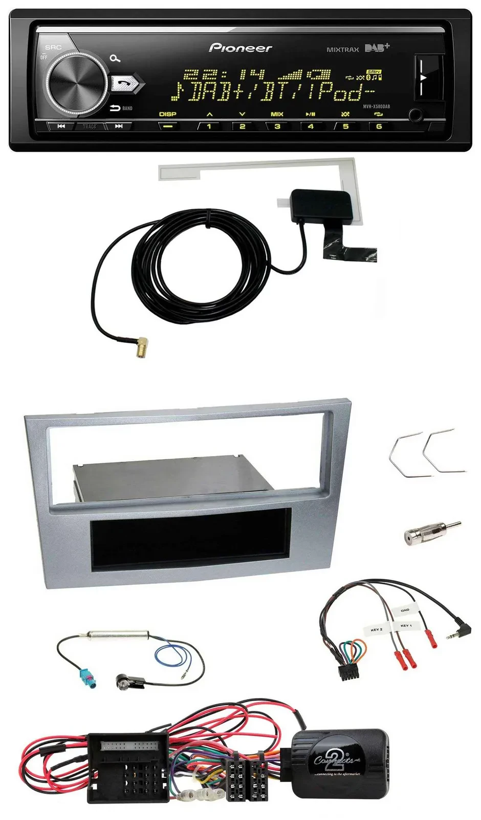 Pioneer Bluetooth DAB USB Lenkrad Autoradio für Opel Corsa D matt-chrom 09-14