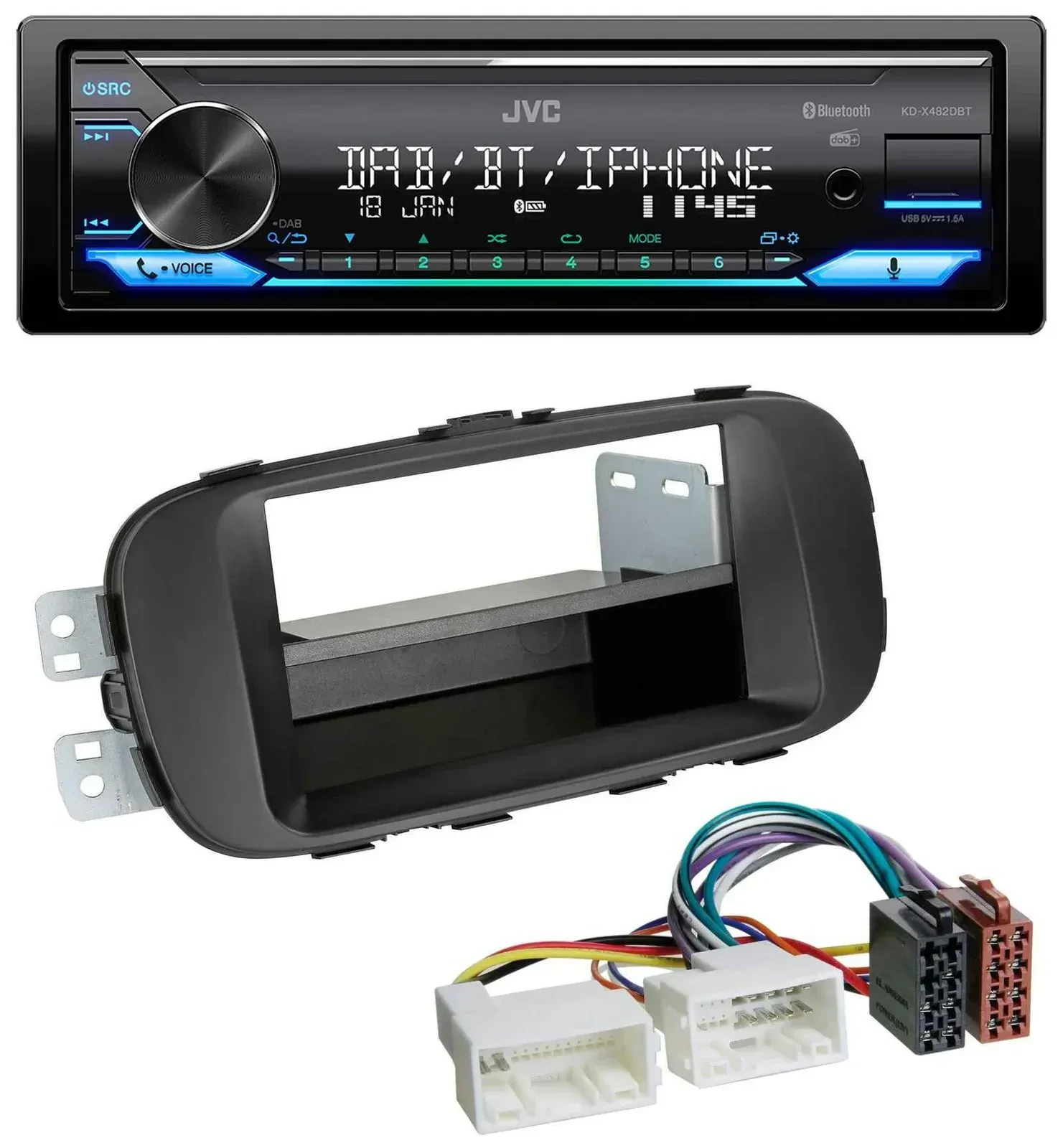 Автомагнитола JVC Bluetooth DAB USB MP3 для Kia Soul (с 2014), черный