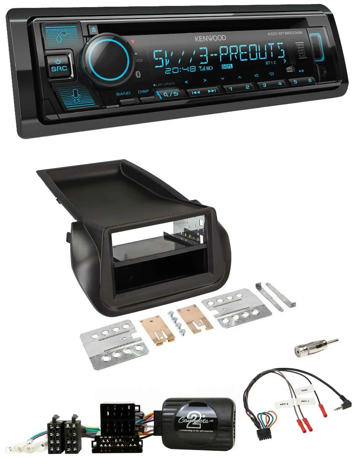 Автомагнитола Kenwood Bluetooth USB CD DAB для Fiat Fiorino (с 2008)