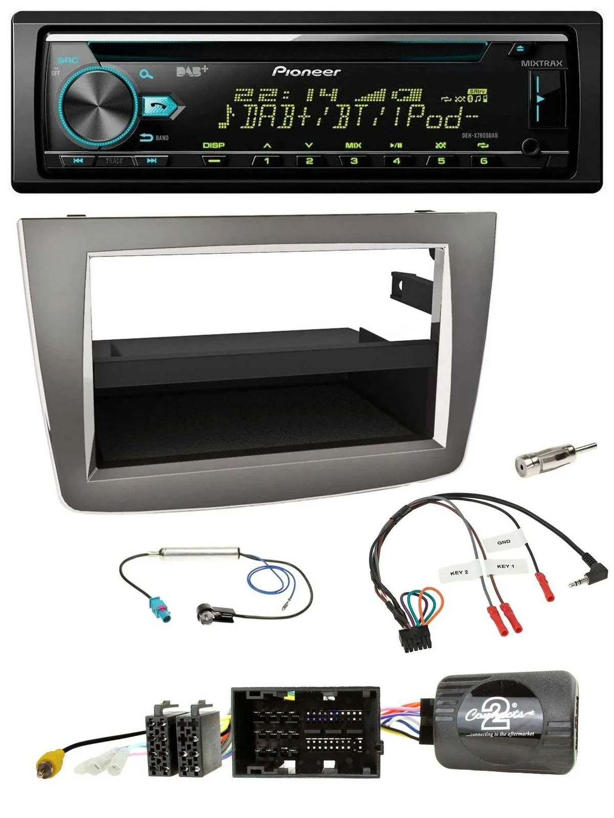 Автомагнитола Pioneer DAB CD USB Bluetooth для Alfa Romeo Mito (2014–2018, тип 955), серебристая, поддержка управления с руля