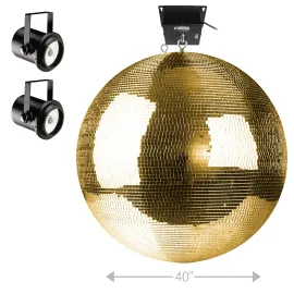 40" Gold Mirror Glass Disco Ball DJ Home Party Club Stage Light Effect