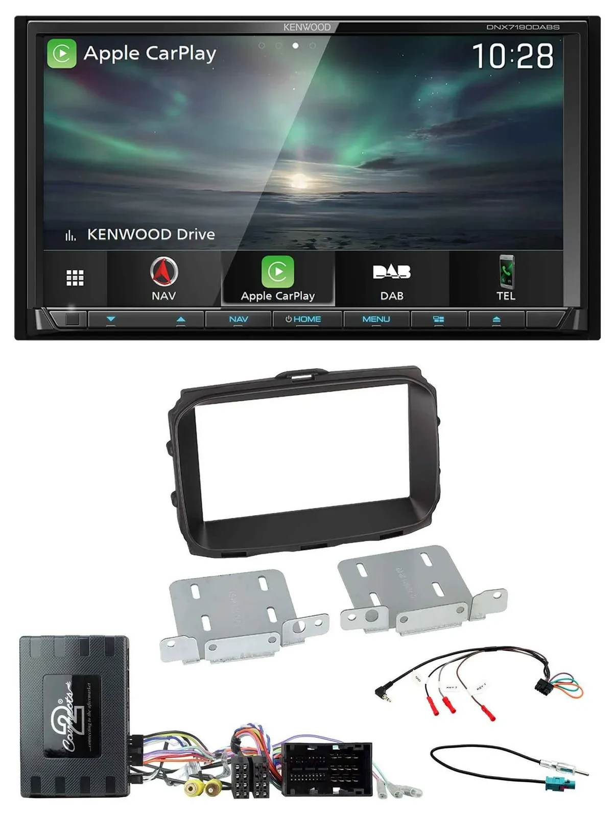 Kenwood Bluetooth USB 2DIN Lenkrad TMC DAB Navigation für Alfa Giulietta Infoada