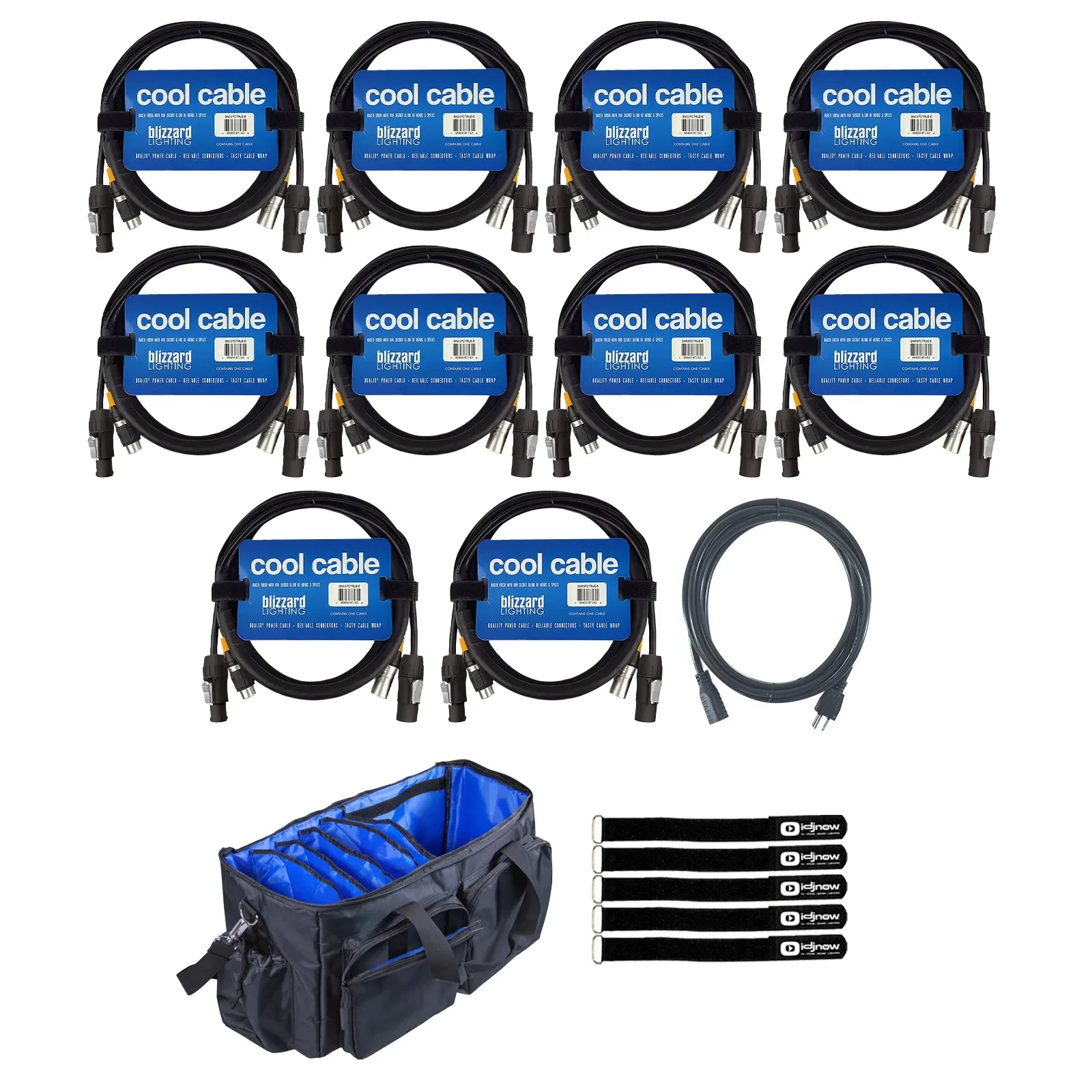 DMX-кабель Blizzard DMX5PCT-25 Black 7.6 м с аксессуарами (10 штук)