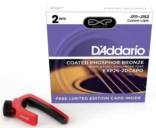 Струны для акустической гитары D'Addario EXP16-2DCAPO 12-53, 2 комплекта