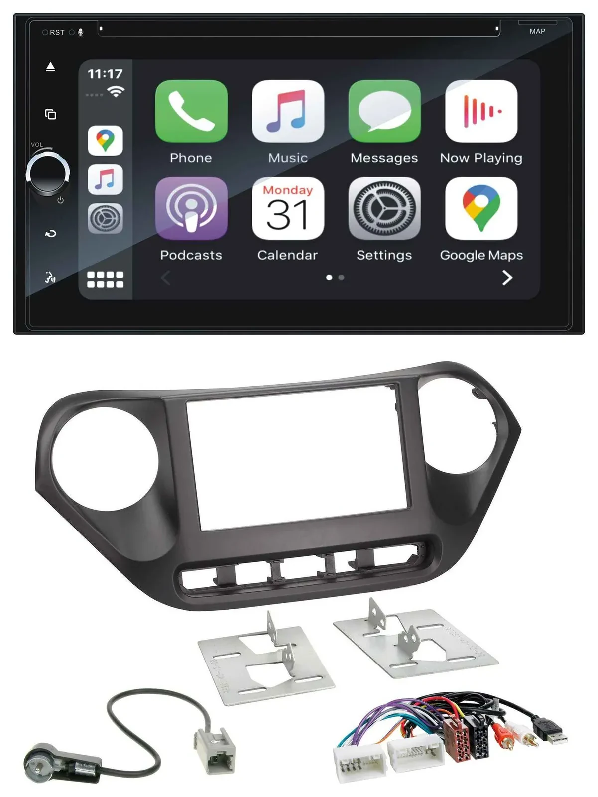 Blaupunkt 2DIN Bluetooth DAB USB DVD MP3 Autoradio für Hyundai i10 ab 2013 AUX U