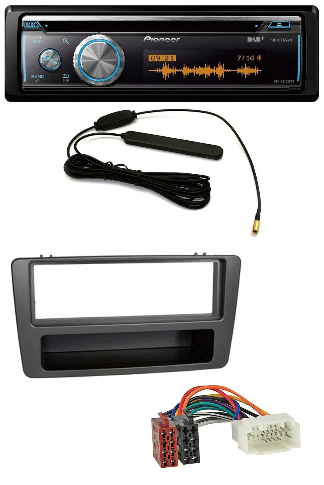 Автомагнитола Pioneer CD/USB/Bluetooth DAB MP3 для Honda Civic 2001–2003, механический кондиционер, антрацит