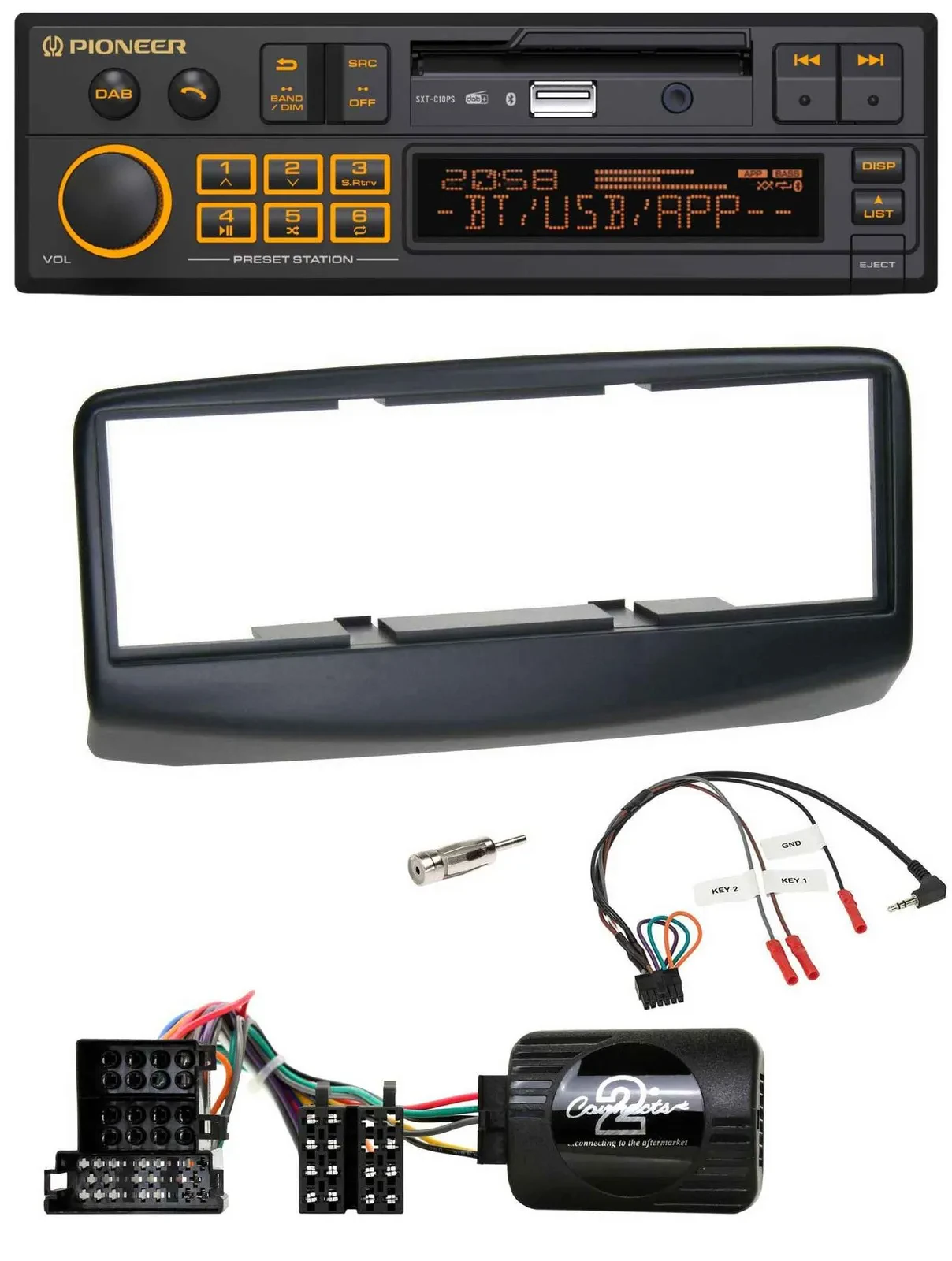 Автомагнитола Pioneer DAB, USB, Bluetooth для Fiat Multipla 2006–2010 с поддержкой кнопок на руле