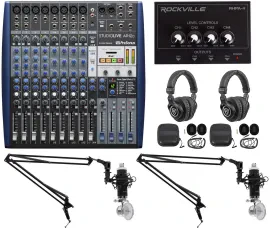 Presonus AR12C 2-Person Podcasting Podcast Recording Kit w/Mics+Headphones+Booms