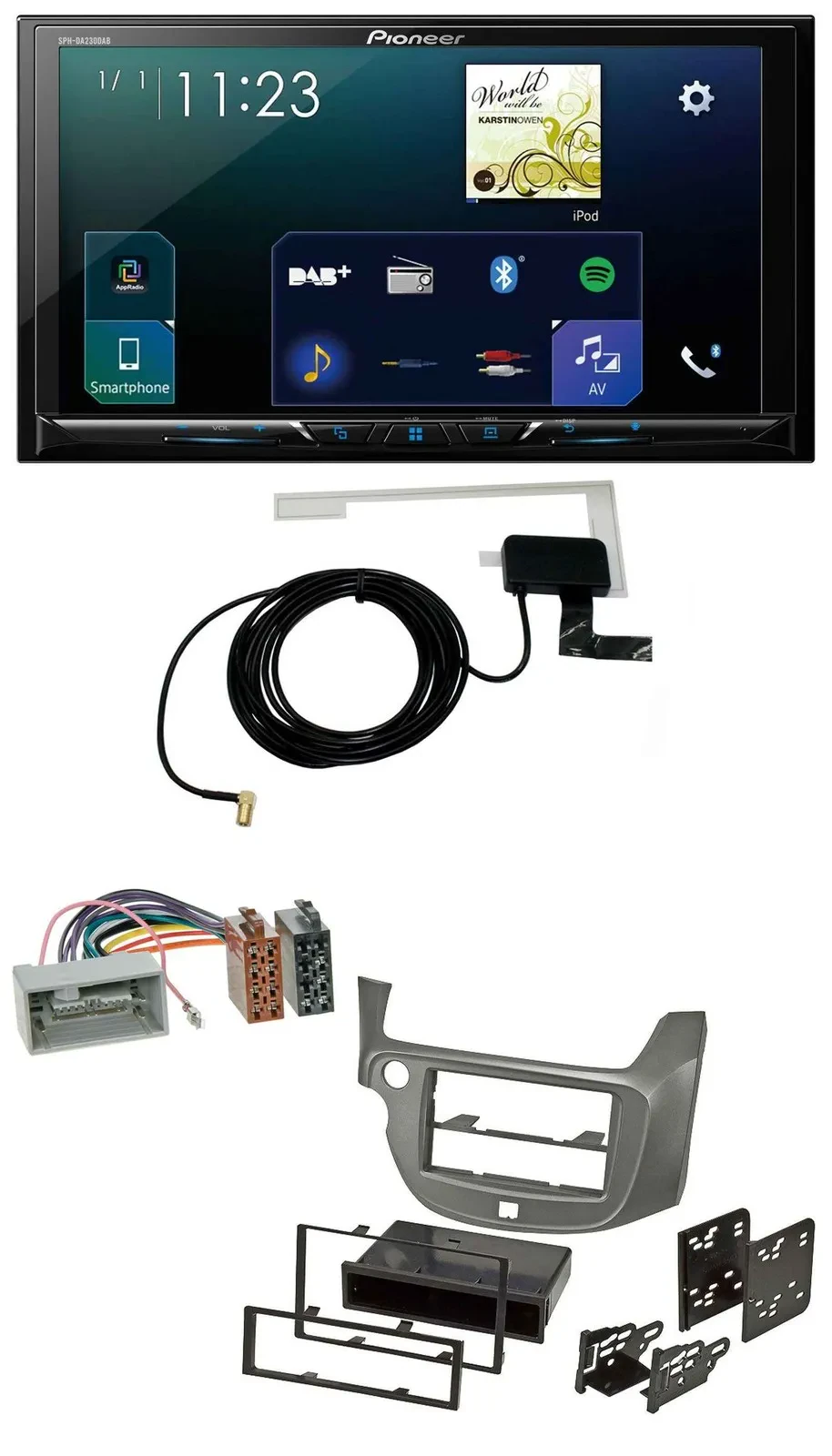 Pioneer 2DIN DAB USB MP3 Bluetooth Autoradio für Honda Jazz ab 09 silber