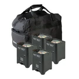LED Scheinwerfer Set 4x RGBAWUV 48W DMX Akkubetrieben Inkl. Tasche Powerlink