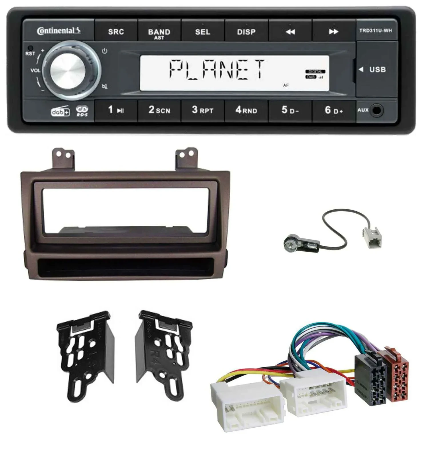 Автомагнитола для Hyundai Sonata Continental 1-DIN MP3/AUX/USB/DAB тёмно-коричневая