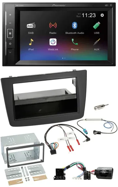 Pioneer DAB Lenkrad 2DIN Bluetooth USB Autoradio für Alfa Romeo Mito 08-14 schwa