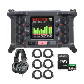 Zoom F6 MultiTrack Field Recorder with Headphones and 256GB Memory Card Bundle
