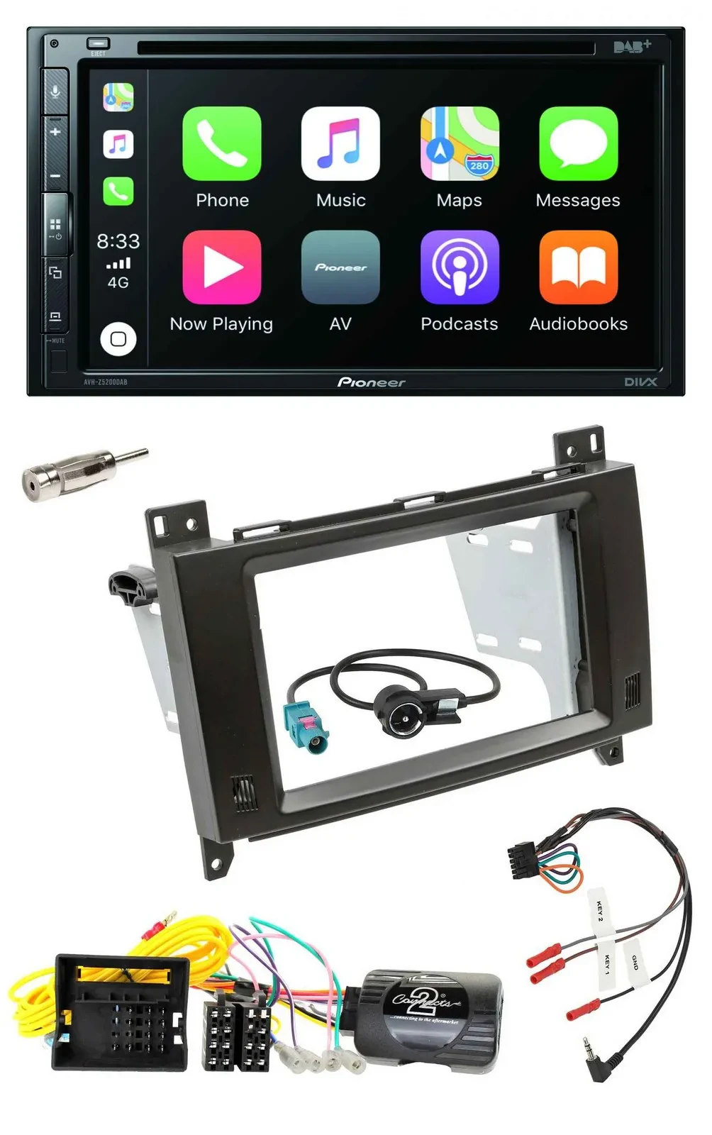 Pioneer DVD 2DIN Lenkrad DAB Bluetooth USB Autoradio für Mercedes Vito W447 Audi