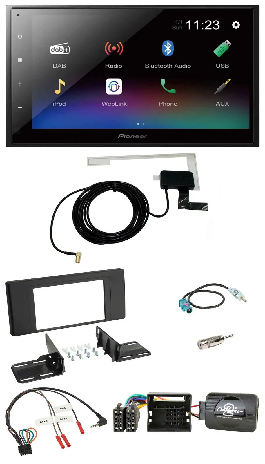 Pioneer DAB Lenkrad Bluetooth 2DIN USB Autoradio für Land Rover Range Rover Vogu